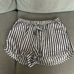 Blue White Striped Shorts